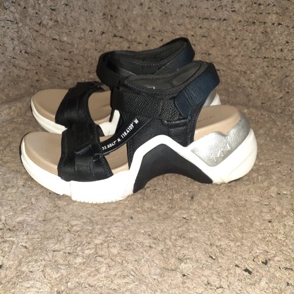 MARK NASON LOS ANGELES-Black/White/Beige/Silver Sport Sandals-Sz 7.5-Excellent - Picture 2 of 8